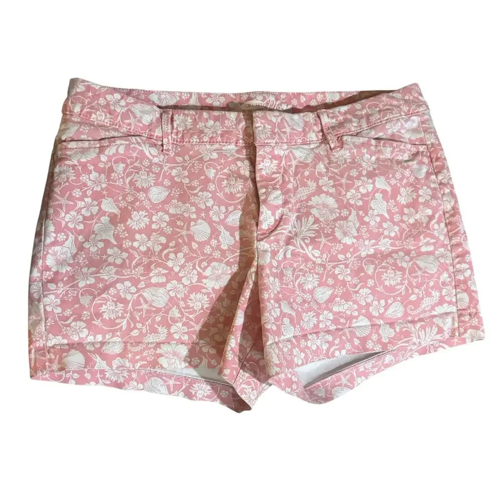 Old Navy Pink & White Tropical Print Pixie Shorts sz 6